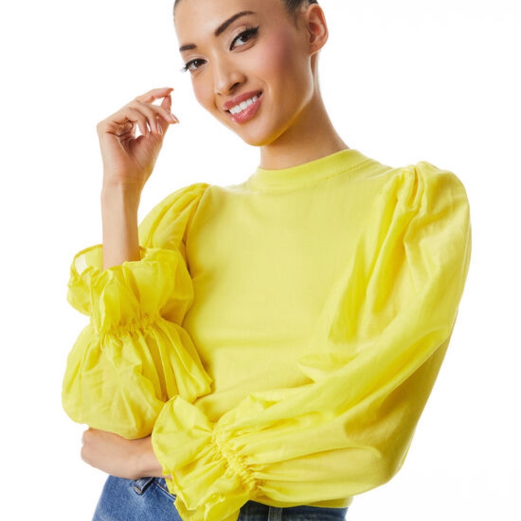 Alice + Olivia Sunny Yellow Blouse With Puff Sleeves